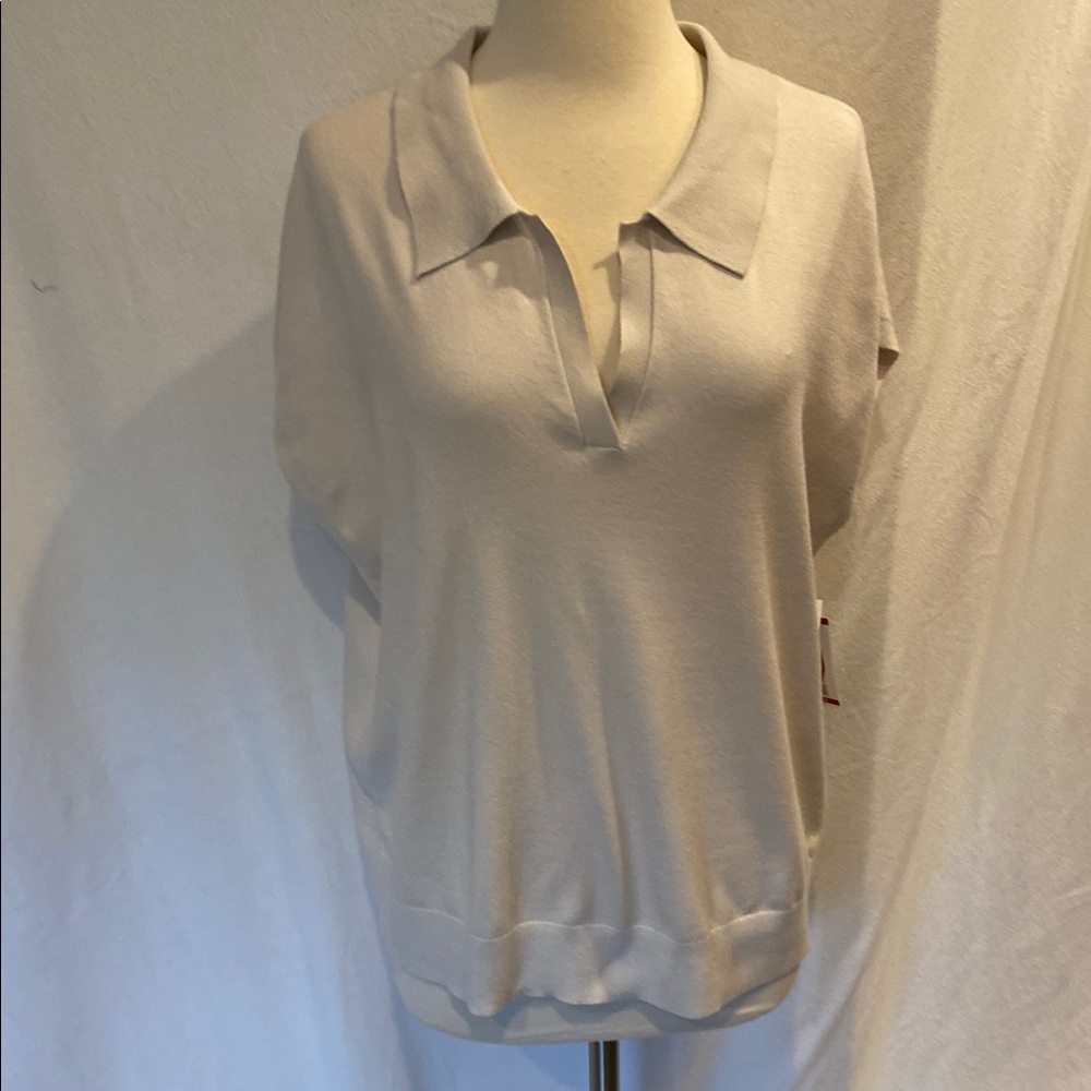 DKNY sleeveless, collared sweater